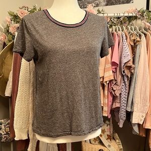 Madewell gray navy stripe collar tee t shirt size S small